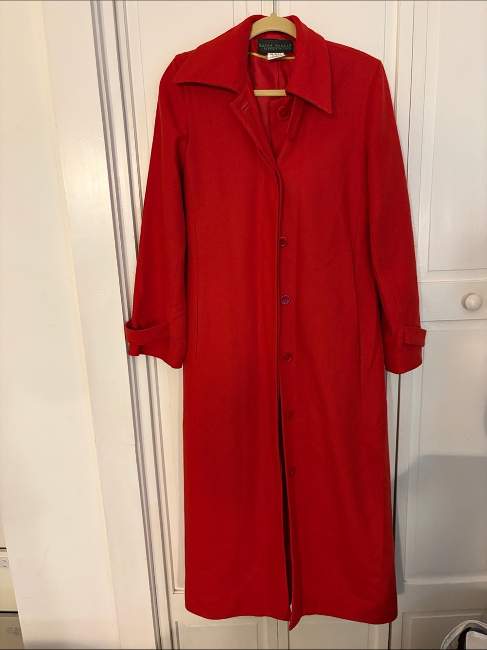 Harve Bernard Long Red Wool Coat